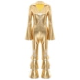thumbnail image 5 of Aislor 70s Jumpsuit for Women Disco Costume Long Flared Sleeves Movie Star Flare Dance Hippie Rompers Gold XXL, 5 of 7