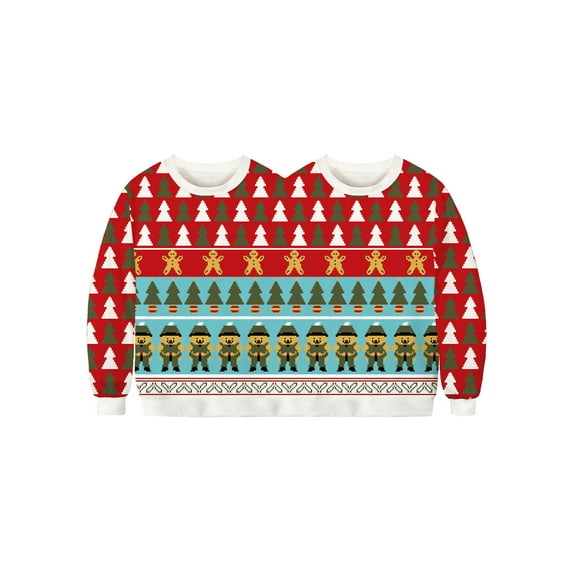 Qmyliery Two Person Ugly Christmas Pullover, Conjoined Christmas Couple Hoodie Gift