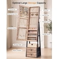 thumbnail image 6 of Skyhill Jewelry Cabinet Armoire, Full-Length Mirror Lockable with with 2 Drawers and Shelf（Oak）, 6 of 8