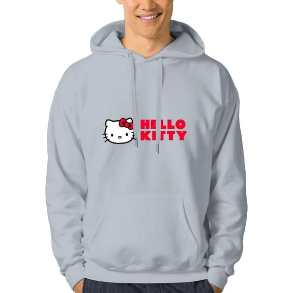Hello Kitty Men's Graphic Print Long Sleeve Drawstring Hoodie Pullover Sweatshirt M