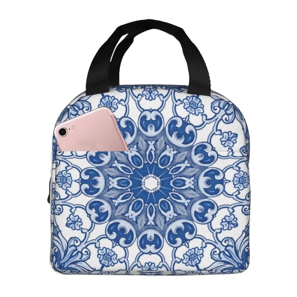 Easygdp Blue Watercolor Bolsa Térmica Premium - Tela Oxford Impermeable, Gran Capacidad, Bolsillo Frontal, Unisex para Trabajo, Escuela, Actividades al Aire Libre y Picnics