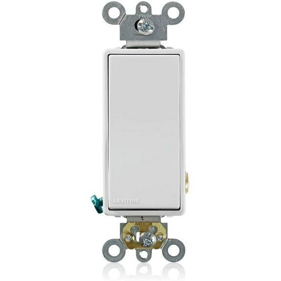 Leviton 5691-2W 15 Amp, 120/277 Volt, Decora Plus Rocker Single-Pole AC Quiet Switch, Commercial Grade