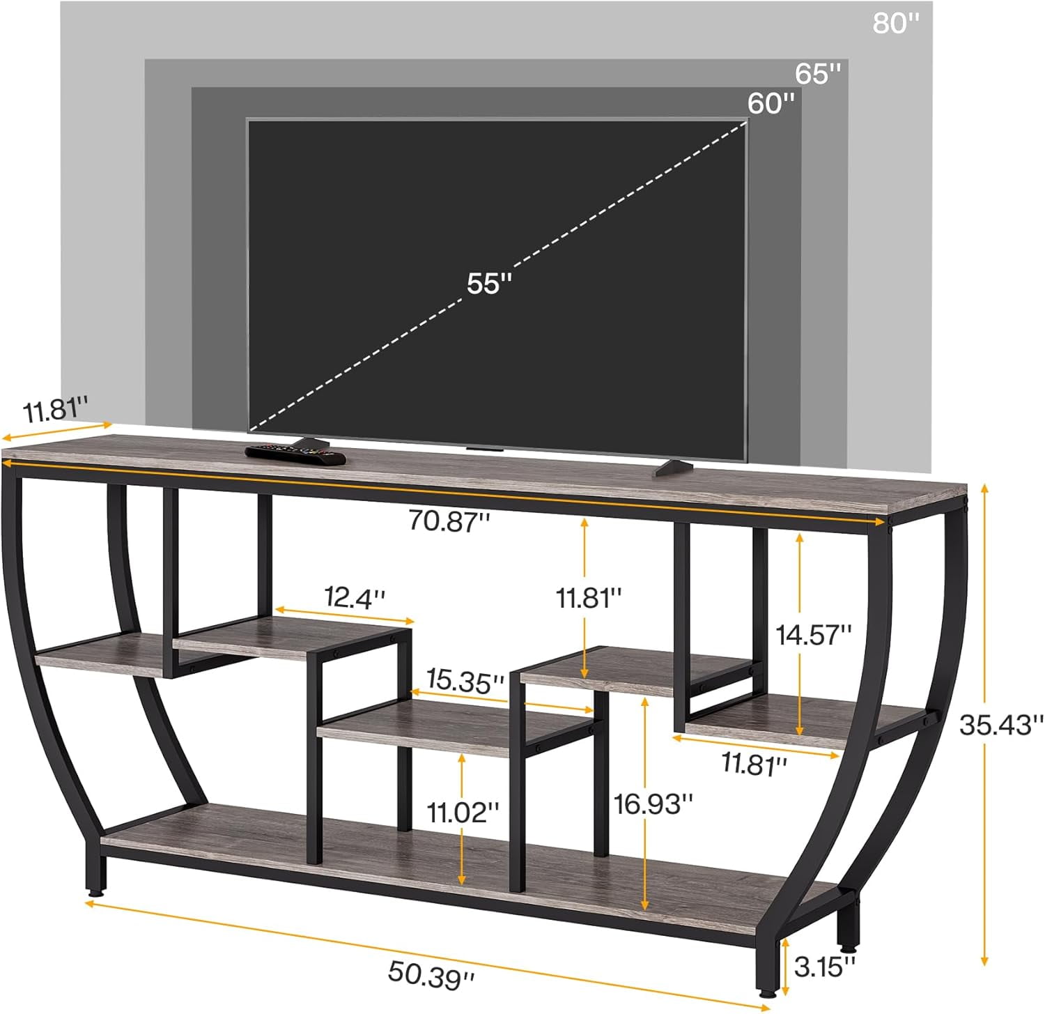 Tribesigns TV Stand for Televisions up to 80 Inches, 70.9 Inches Entertainment Center with Storage Shelves, Wood TV Media Console Table Unit for Living Room, Bedroom