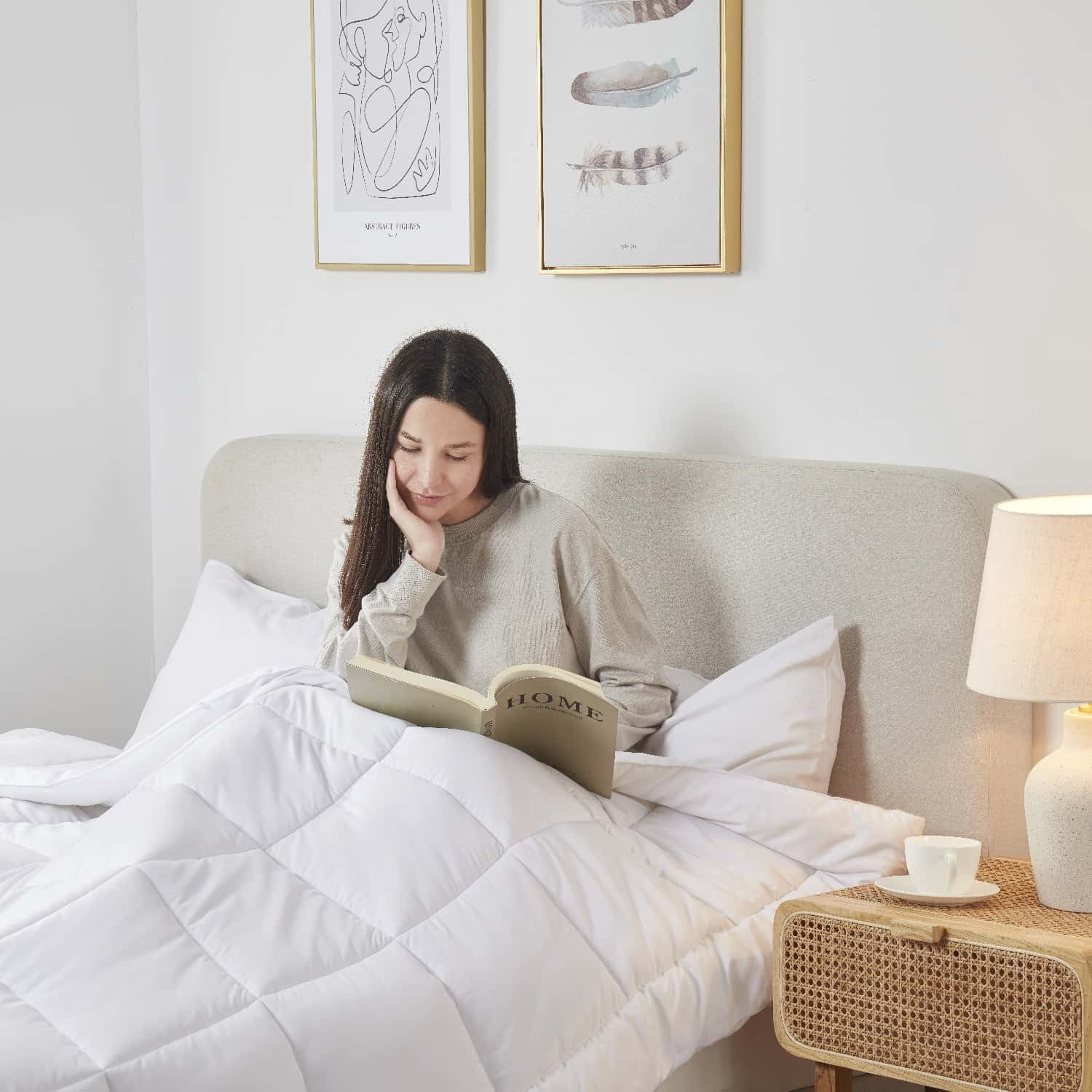 LammaLoe Queen Comforter, Quilted Down Alternative Comforter, All Season Duvet Insert with Corner Tabs,White