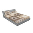 thumbnail image 2 of Ambesonne Vintage Fitted Sheet & Pillow Sham Set, Cubic Square Retro Form, Full, Brown Cream, 2 of 2