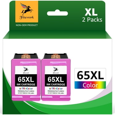 65XL Ink for HP Printer Ink 65 XL 65XL Ink Cartridge Color for HP Envy 5055 5052 5058 DeskJet 3755 2655 3752 3720 3722 3758 2652 2622 ( 2 Tri-Color)