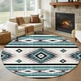 thumbnail image 2 of Round Area Rug 6ft,Water Duck Green Aztec Geometric Washable Carpet Non-Slip Runner Accent Rugs Indoor Floor Mat for Bedroom Living Room Decor,Bohemian Ethnic Wind, 2 of 9