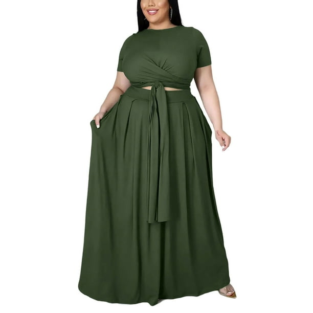 vedlægge rynker variabel Colisha Women Sexy Bodycon Skirt Outfits Plus Size Casual 2 Piece Suits  Short Sleeve Tops + Long Skirt Set Summer Holiday Beach Tracksuit -  Walmart.com