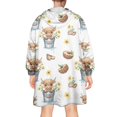 thumbnail image 2 of White Highland Cow Bucket Flower Pattern Wearable Oversized Blanket,Wearable Blanket Hoodie for Adults,Cozy Hooded Blankets with Super Pockets,Super Warm Fuzzy Pullover for Women & Men, 2 of 6