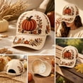 thumbnail image 6 of Fall Embroidered Baseball Cap,Vintage Pumpkin Floral Adjustable Trucker Hat,Casual Holiday Accessory for Women Men, 6 of 7