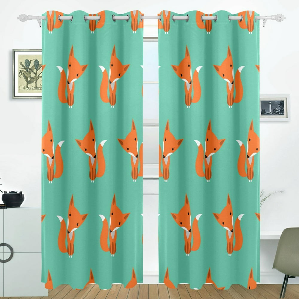 POPCreation Graphically Foxes Pattern Window Curtain Blackout Curtains ...