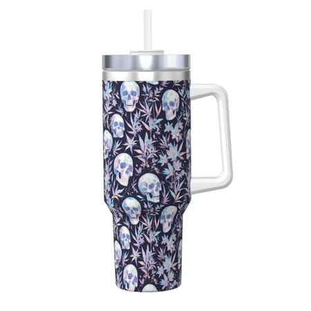 

Tideii Skull flower crystal for 40OZ Ice Cup Stainless Steel Heat-insulating and Cold-insulating Water Cup with Handle Suitable for Indoor and Outdoor Activities