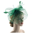 thumbnail image 2 of XASZHN Femmes Vintage Voile à Pois Plume en Maille Coiffe Style Rétro Vert_002 Taille Unique, 2 of 3