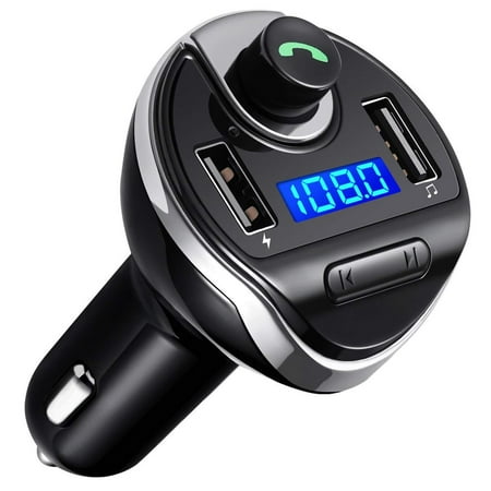 USB Car Bluetooth FM Transmitter, Jelly Comb Wireless Bluetooth FM Transmitter Radio car auxiliary adapter Car Kit with Dual USB Charging Ports Hands Free Calling for iPhone,ipod, Samsung, etc (Best Fm Radio Transmitter)