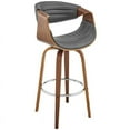 thumbnail image 2 of Home Square 30" Bar Stool in Gray Faux Leather and Walnut Wood - Set of 2, 2 of 9