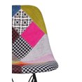 thumbnail image 4 of 2xhome - Multicolor Patchwork Ann - Modern Upholstered Side Fabric Chair Patchwork Multi-pattern Eiffel Wire Base Dining Room Chair No arm, Set of 1, 1 piece, 4 of 6