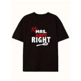thumbnail image 2 of Camiseta de algodón puro con estampado frontal de pareja "Mr/Mrs RIGHT". Camiseta gráfica de verano informal. Camiseta urbana para hombre y mujer. Para adultos, hombres, mujeres, adolescentes, jóvenes, 2 of 5
