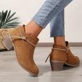 thumbnail image 7 of Taqqpue Women's Boots, Women's Fashionable And Casual Versatile Cool Solid Color Heel Rhinestone Eye-Catching Fall And Winter Style Comfortable Low Heel Thick Heel Short Boots for Women, 7 of 7