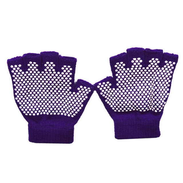 1 par de guantes deportivos transpirables de medio dedo para mujer para gimnasio, Yoga, Fitness (púrpura)