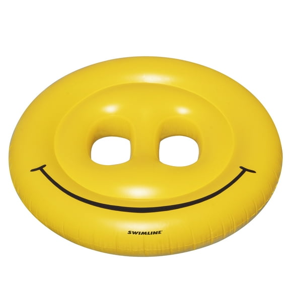 Swimline 72" Inflatable Smiley Face Island 2-Person Swimming Pool Raft - Yellow