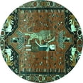 thumbnail image 1 of Ahgly Company Indoor Round Animal Turquoise Blue Traditional Area Rugs, 3' Round, 1 of 4