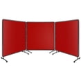 thumbnail image 1 of Écran de Soudage 6x6 FT/8x6 FT avec Cadre, Rideau de Soudage PVC Résistant aux Flammes à 3 Panneaux, Barrières de Soudure Transparentes avec Roues Verrouillables pour Atelier, Garage, Chantier de Construction, 1 of 7