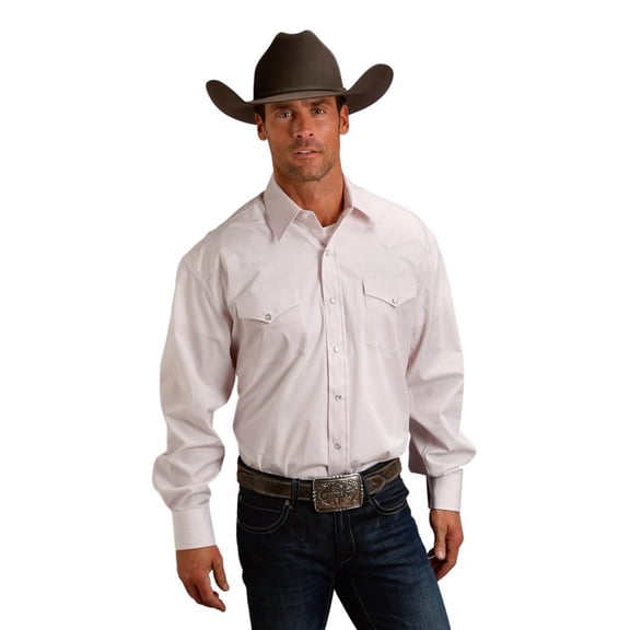 Stetson Western Shirt Mens Stripe L/S Snap XL Pink 11-001-0478-0035 PI