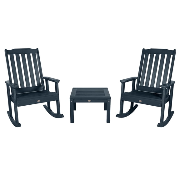 Highwood 3-pc Lehigh Rocking Chair Set - 2 Lehigh Rockers and 1 Adirondack Side Table, Outdoor, Eco-friendly, Synthetic Wood