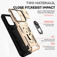 thumbnail image 4 of Dteck Armor Case for iPhone 14 Pro Stand Case with Slide Camera Cover Kickstand Military Grade Shockproof Heavy Duty Protective Magnetic Case for iPhone 14 Pro 6.1-inch,Gold, 4 of 8