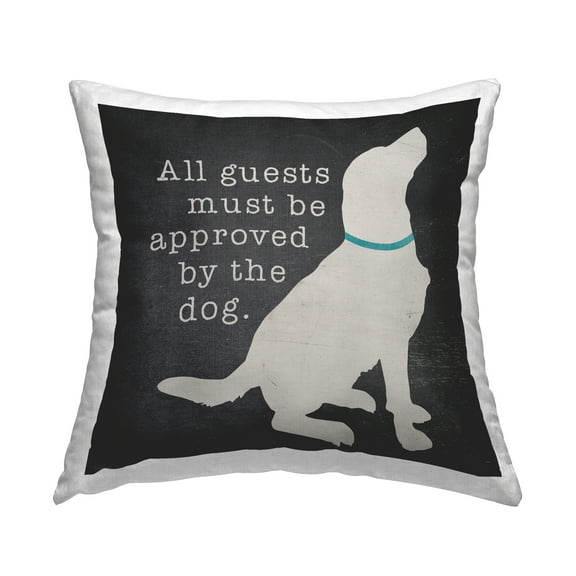 Stupell Industries All Guests Dog Approved Rustic Pet Silhouette Design by Gigi Louise Throw Pillow