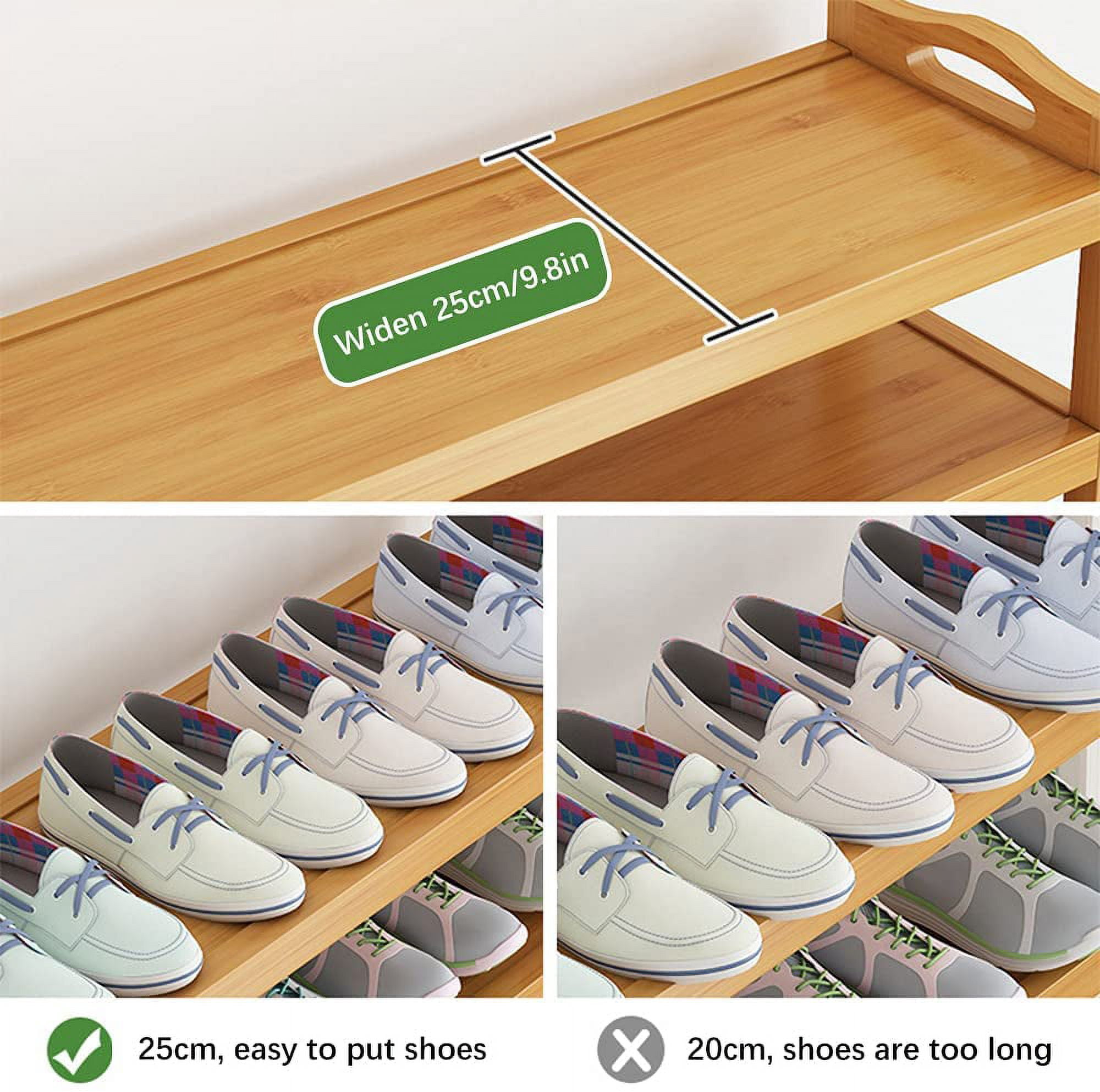 Bamboo Shoe Rack, Zzbiqs 7-Tiers Shoes Storage Organizer Hold 30 Pairs, Free Standing,  35.4 inch