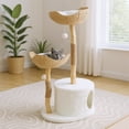 thumbnail image 6 of Wliqien 46" Modern Cat Tree, Solid Wood Cat Condo with 2 Baskets, Scratching Post, Indoor Large Cat Climbing Tower with Hiding Enclosure, 6 of 6