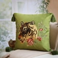 thumbnail image 2 of JWH Decorative Tiger Velvet Throw Pillow Covers Emboidered Accent Pillow Case for Couch 18*18inch Green, 2 of 10