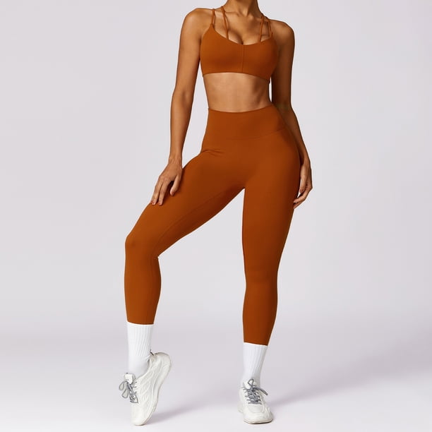 Ropa de yoga cepillada de primavera, ropa deportiva ajustada para correr y ropa deportiva de secado rápido para uso externo.