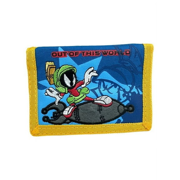Marvin the Martian Wallet - Black Colored Kids Fabric Tri-Fold Wallet