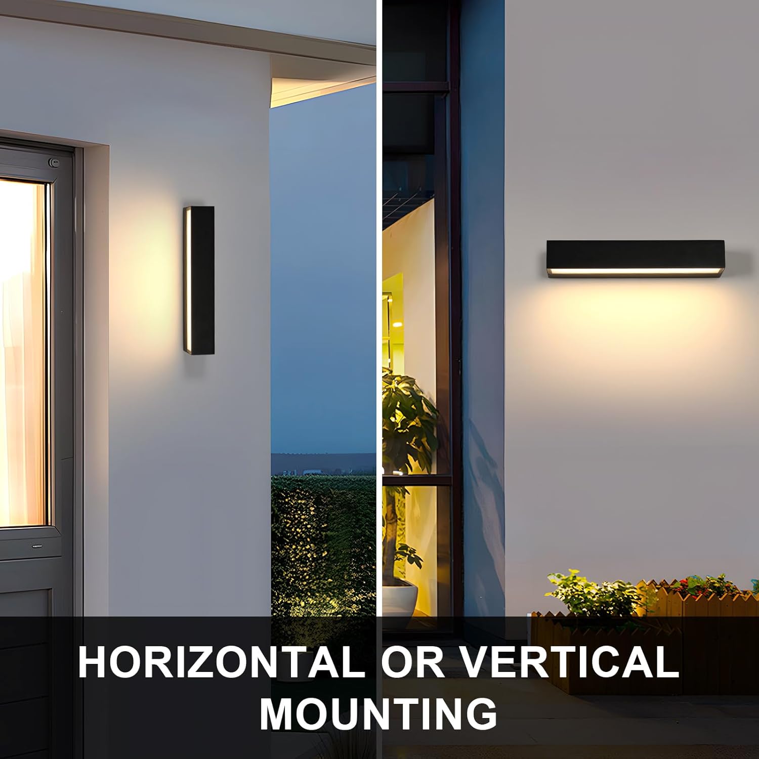 PANLAVIE Outdoor Wall Lights, 16W Modern Black Outdoor Wall Lamp IP65 Waterproof, 3000K Warm White Outside Wall Lights for Patio, Entrance, Garden, Garage, Hallway, Corridor