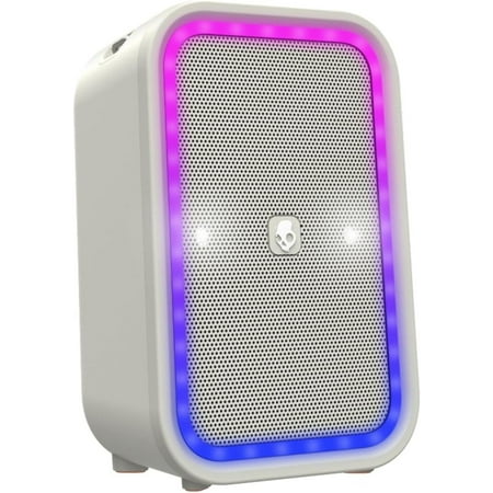 Skullcandy Stomp Bluetooth Speaker – IPX7, LED Lights & Strobe Modes, 12H Battery, Bone