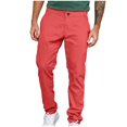 thumbnail image 2 of Zysthvn Pants for Men Casual Straight Leg Business Winter Trousers for Men Lightweight with Pockets Solid Button Zipper Pants, Pink L, 2 of 6