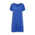 thumbnail image 6 of Lenpel Womens Lounge T Shirt Dresses V Neck Short Sleeve Knee Length Dresses with Pockets Loose Fit Pullover House Dresses, 6 of 6