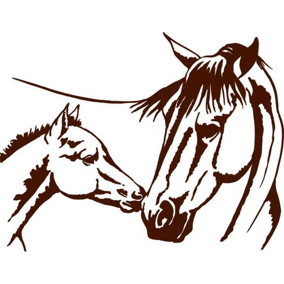 Horse And Baby Horse Wall Art Decal | Adhesive DIY Vinyl Decor Bedroom Living Room Sticker - Foal And Filly Stick And Peel Animal Wall Decoration 18" x 20"