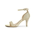 thumbnail image 6 of BLISSFUL STEP Women's Glitter Strap Stiletto Heel Sandals Champagne Gold (Size 8), 6 of 8