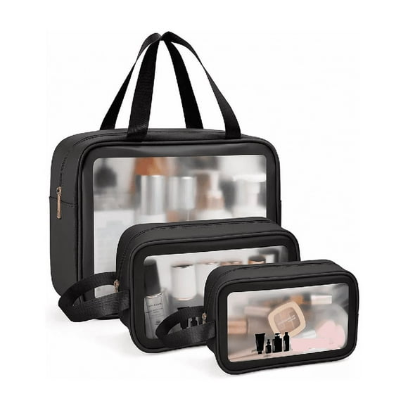 Estuches De Maquillaje Bolsa Cosmetiquera Set 3 Neceser, Negro