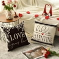 thumbnail image 4 of Valentine''s Day Black and White Love Throw Pillow Covers, 20 x 20 Inch Hello Valentine Plaid Wedding Cushion Case Decoration for Sofa Couch Set of 4, 4 of 6
