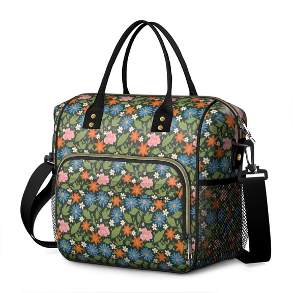 Pioneer Flower Floral Print Pattern Womens Lunch Box for Work,Insulated Large Lunch Bag,Leakproof Adult Lunch Bag for Work,Beach,Travel,Picnic,Camping