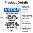 thumbnail image 2 of (2 Pack) Beware Of The Dog Please Use Front OSHA Notice Sign 10 Inch X 14 Inch Indoor / Outdoor Rust-Free Aluminum Metal Signs for Workplace, Workshop, and Construction Site, Made in, 2 of 8