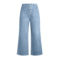 thumbnail image 5 of Mifsaly Womens Cropped Jeans High Waisted Wide Leg Denim Pants Button Fly Flattering Casual Stretch Jean Pants with Front Patch Pockets Light Blue,M, 5 of 5