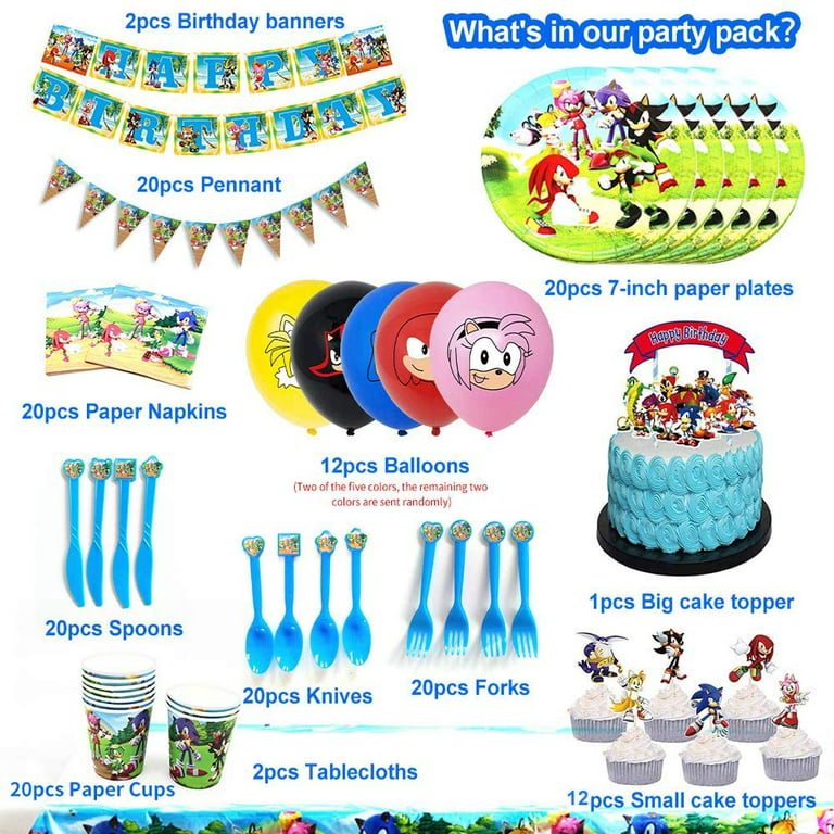 DIY Sonic Party Supplies for Birthday Decorations Balloon Banner Tablecloth  Paper Cup and Plates Napkin for Kid Baby Shower - AliExpress