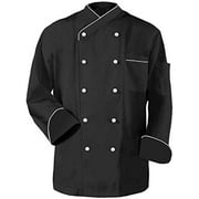 Long Sleeves Men Women Chef Coat Jacket Uniform Unisex for Food Service, Caterers, Bakers and Culinary Professional (Black, XX-Large)