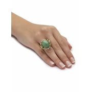 PalmBeach Jewelry .28 TCW Genuine Emerald, Jade and Cubic Zirconia Accent 14k Gold-plated Sterling Silver Oval Ring