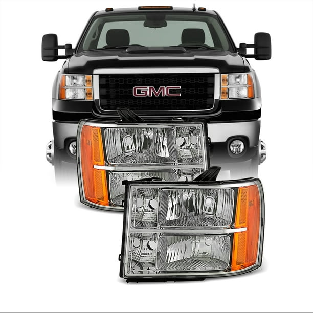 Fit 20072013 GMC Sierra 1500 0714 2500HD 3500HD Headlights Replacement Lamps